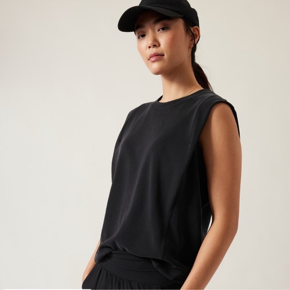 Athleta Black Seasoft Tank Sweatshirt size XS